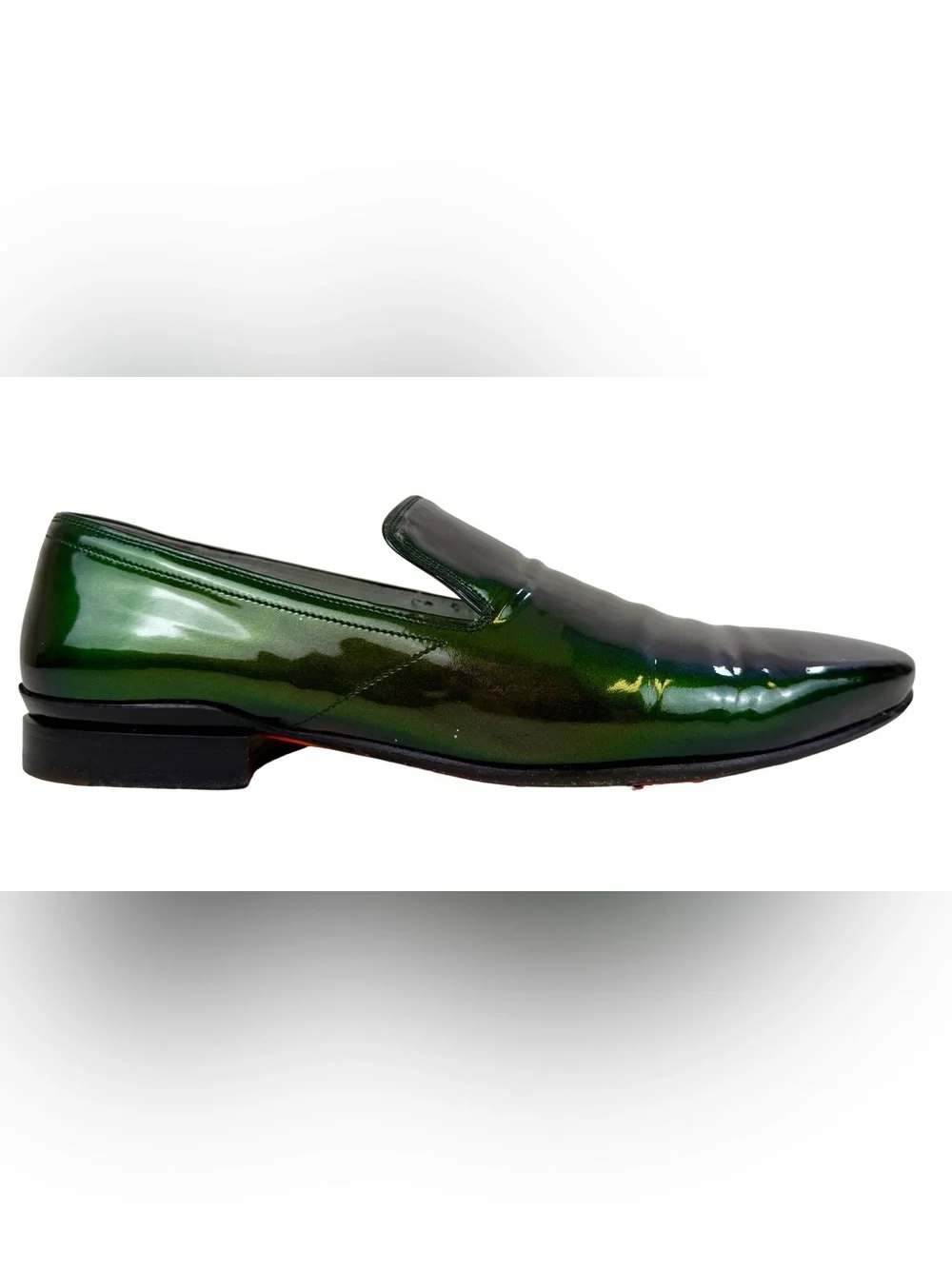 ALEXANDER MCQUEEN SLIP-ON LOAFERS IN METALLIC GREEN PATENT LEATHER